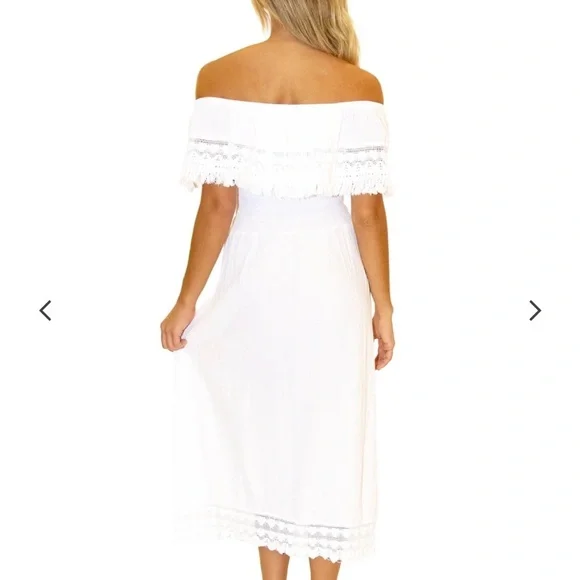 Off-Shoulder Cotton Dress - Picture 2 of 8